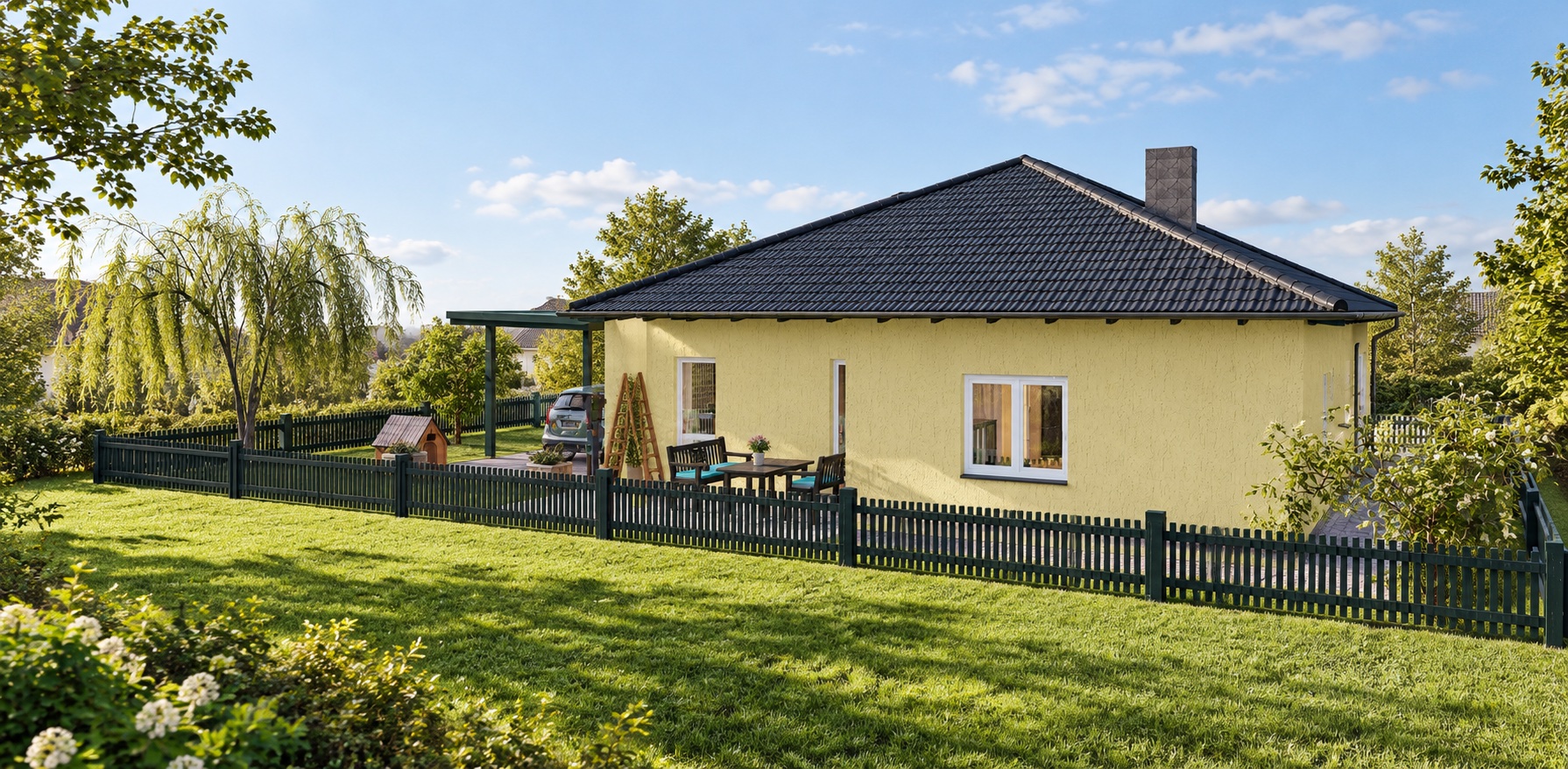 Bungalow BUKKSTAD 104 – KI-Visualisierung – Hausansicht – Bild 2
