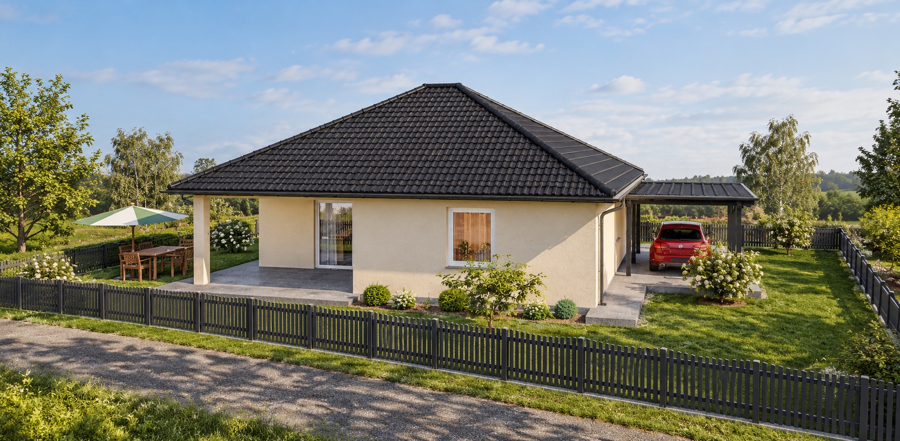 Bungalow BUSTVIK 82 – KI-Visualisierung – Hausansicht – Bild 2