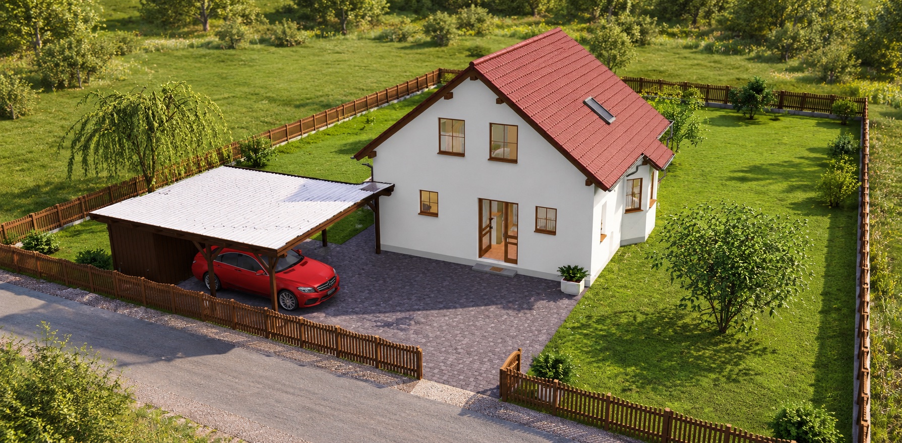 Einfamilienhaus EIDESUND 121 – KI-Visualisierung – Vogelperspektive – Bild 3